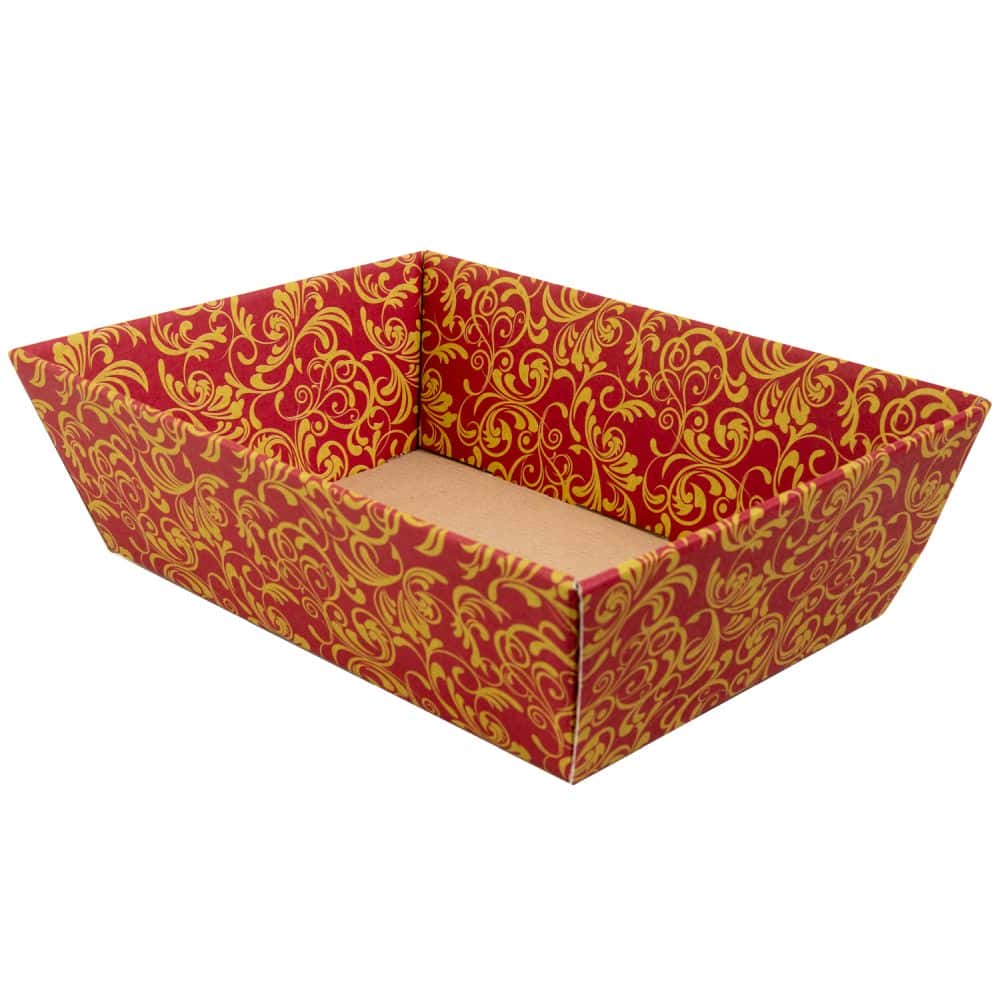 Präsentkorb viereckig 200 x 275 x 80 mm Bordeaux-Gold