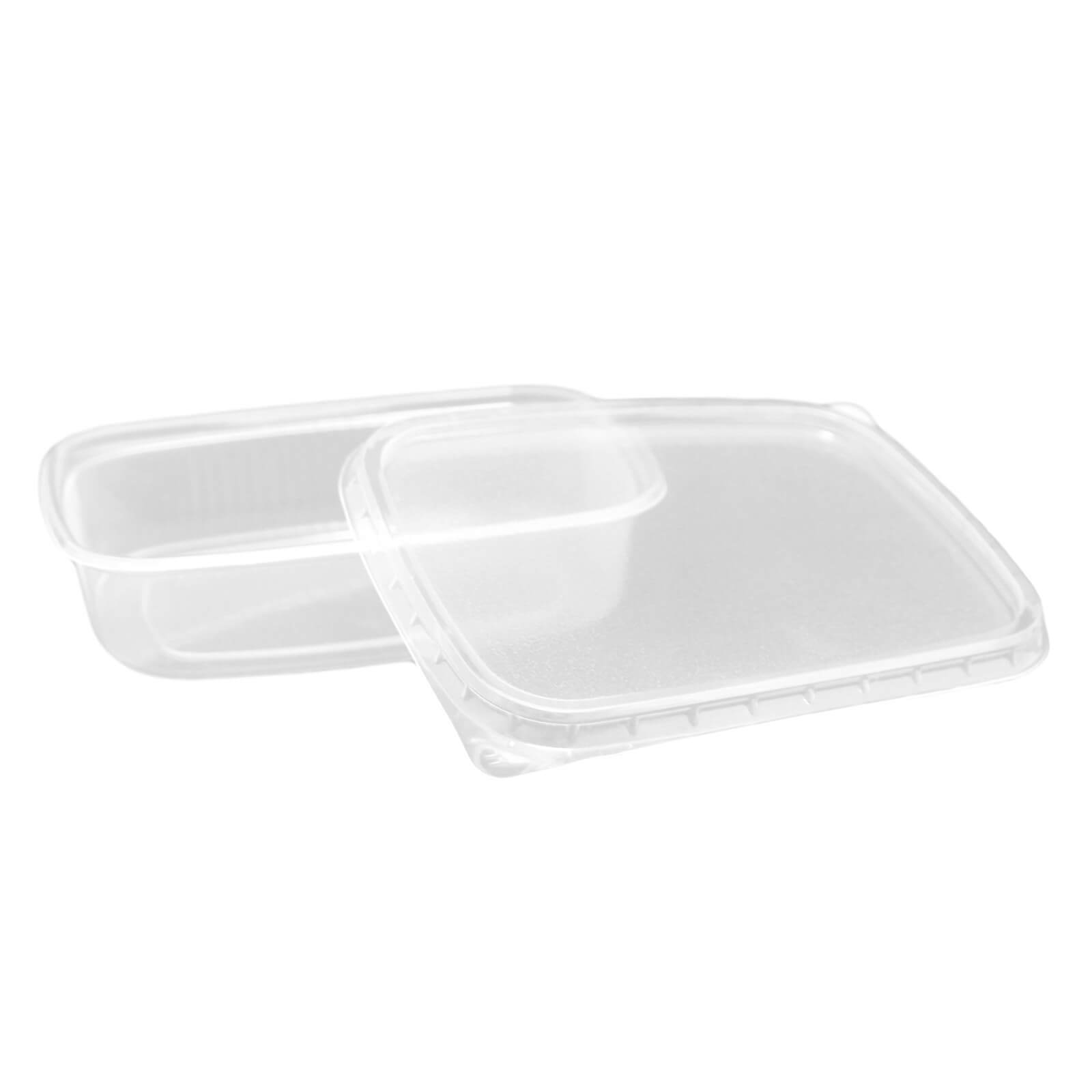 transparenter Feinkostbecher eckig, Kombipack mit Deckel PP, 125 ml (108 x 81 x 27 mm)