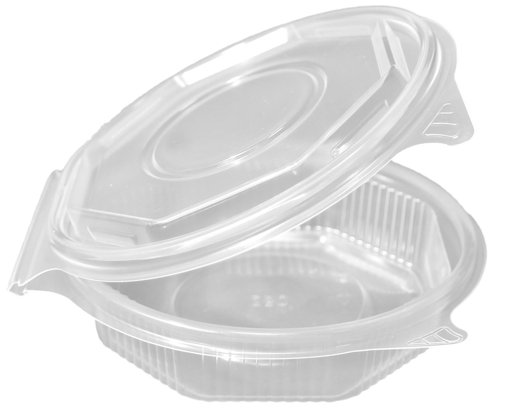 Transparente Salatschale (Haushaltsklappbox) achteckig 138 x 145 x 38 mm (250ml)