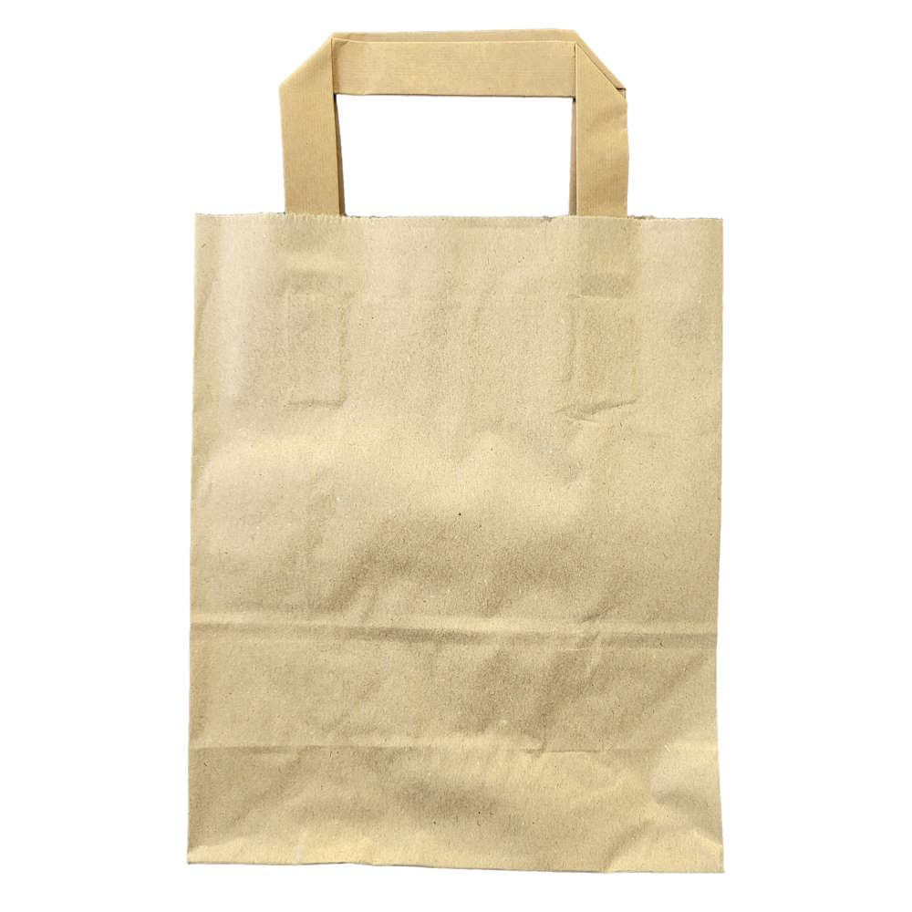Papiertüten mit Flachhenkel, braun, 70 g/m² 18 + 8 x 22 cm