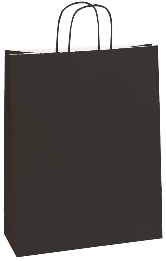 Einkaufstasche Kraftpapier gerippt 320 x 120 x 410 mm schwarz