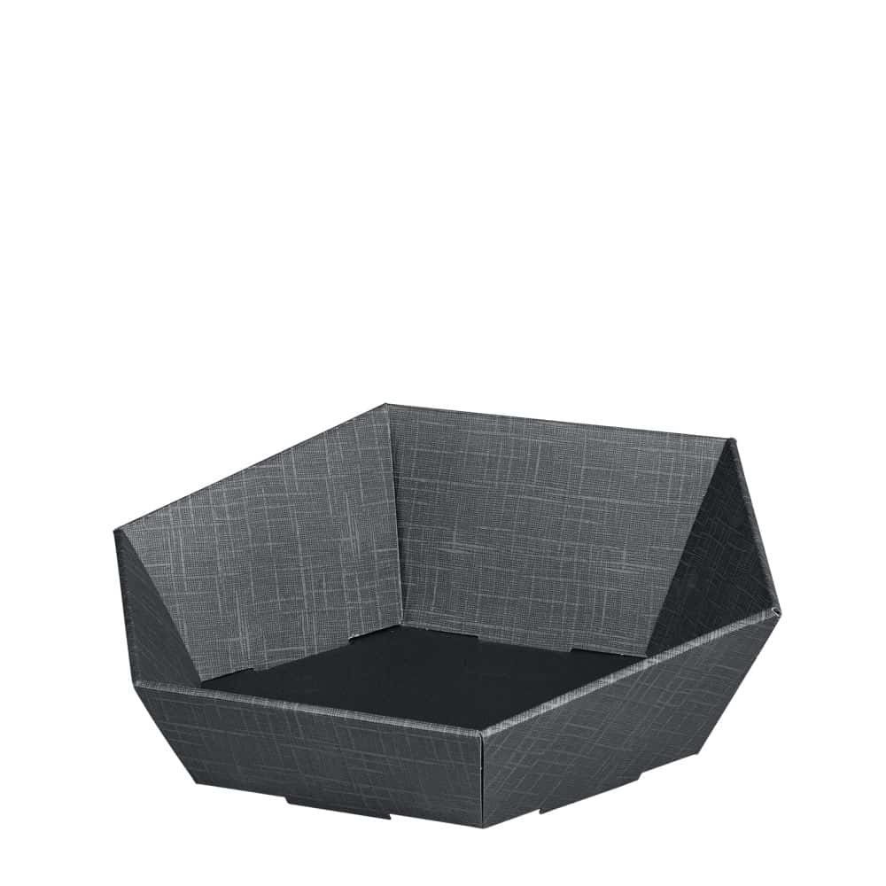 Präsentkorb sechseckig Strukturprägung 395 x 310 x 90/120 mm (mittel) Anthrazit