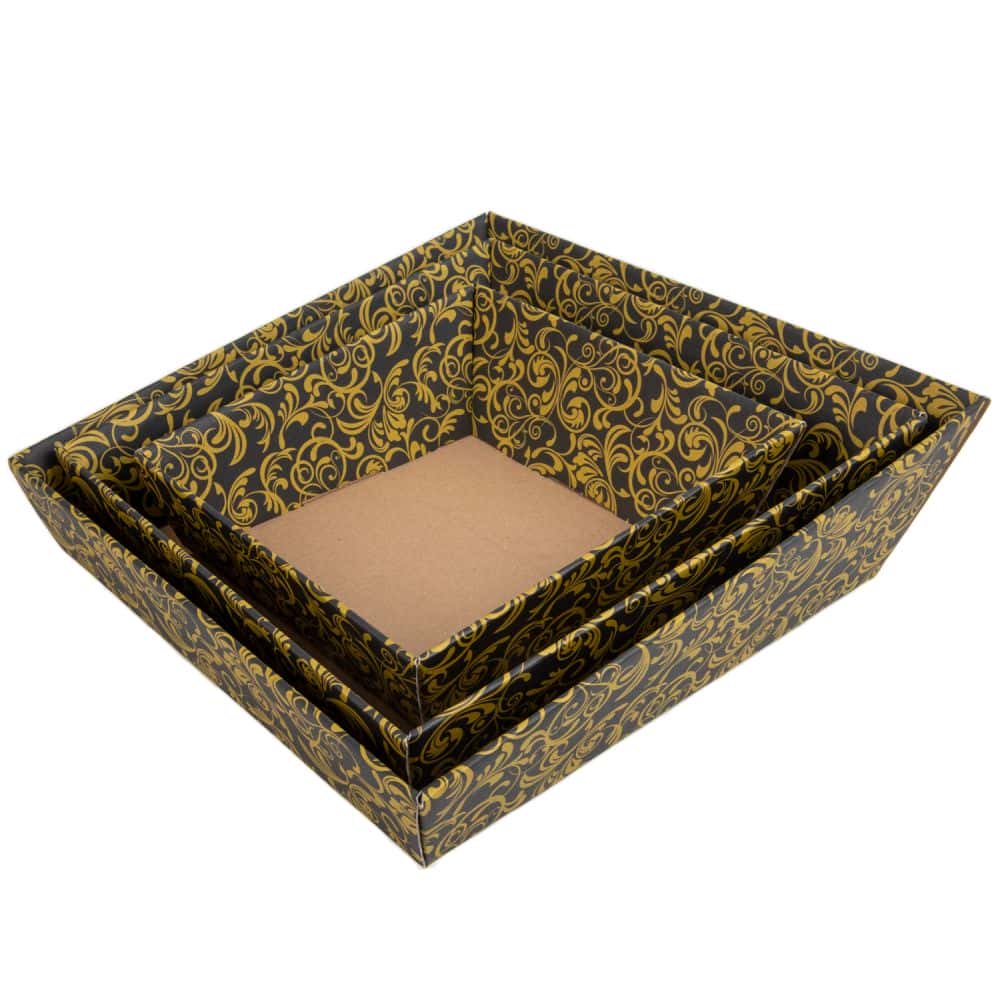Präsentkorb quadratisch 260 x 260 mm Schwarz-Gold