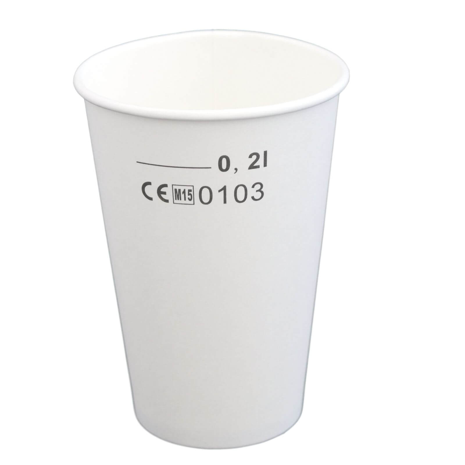 weißer Papp Trinkbecher mit Henkel 0,2 l