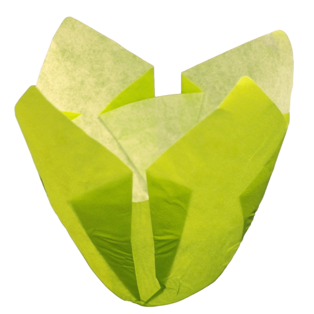 Einweg Backform Papier, rund, süße Tulpe Ø 50 x 88 mm -grün-