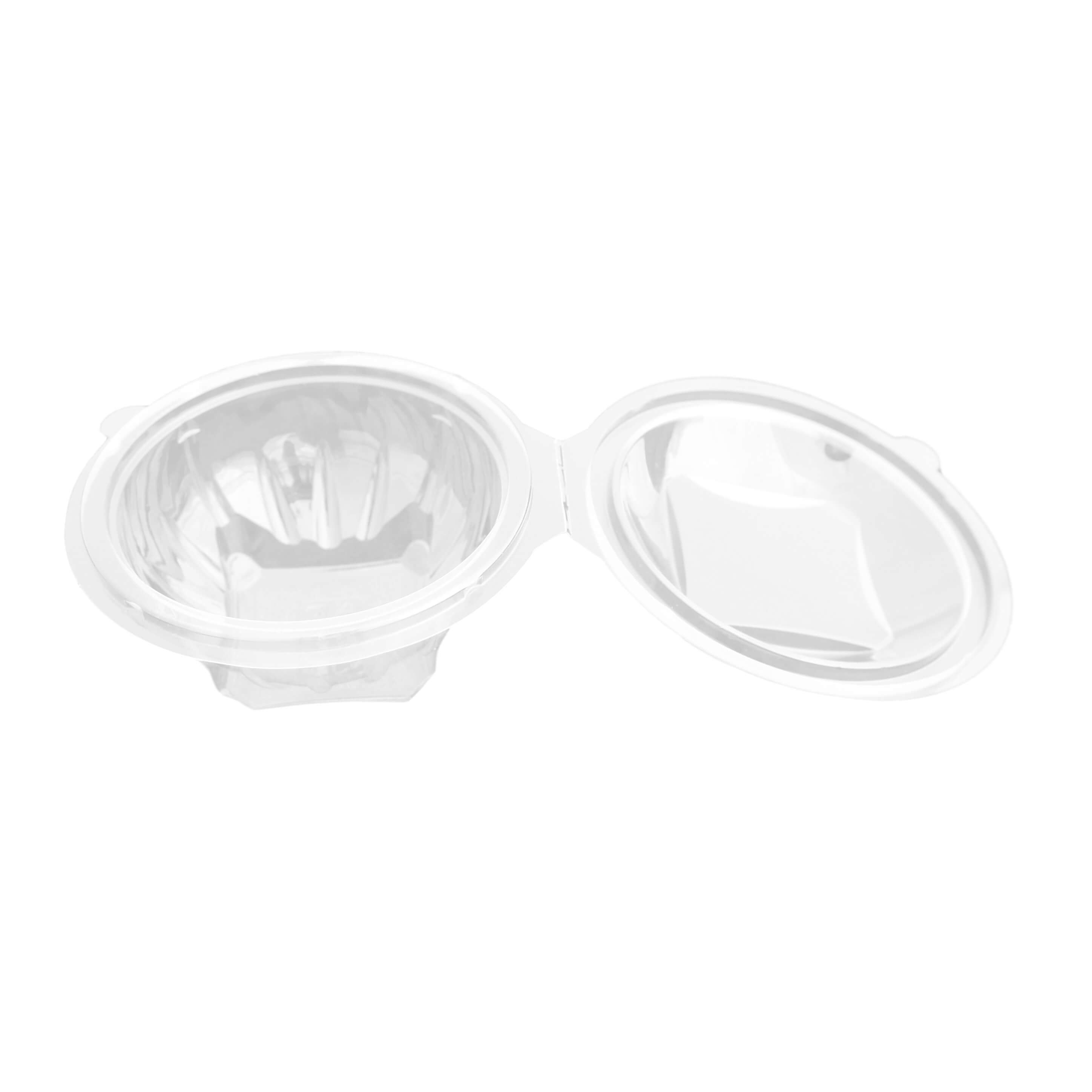 Hochtransparente Salat-Klappbox PET, rund 120 x 68 mm (250 ml)