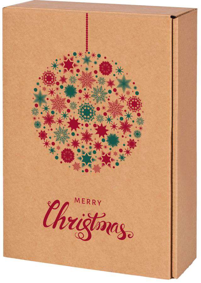 Geschenkbox Natur "Weihnachtskugel" 3er Wein/Sekt