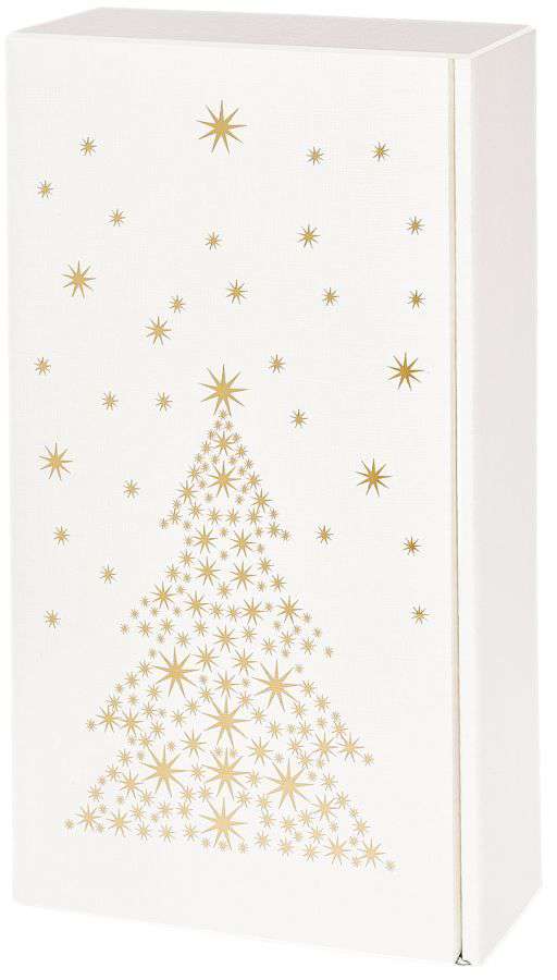 Geschenkbox Strukturprägung weiß "Sternenbaum" 2er Wein/Sekt