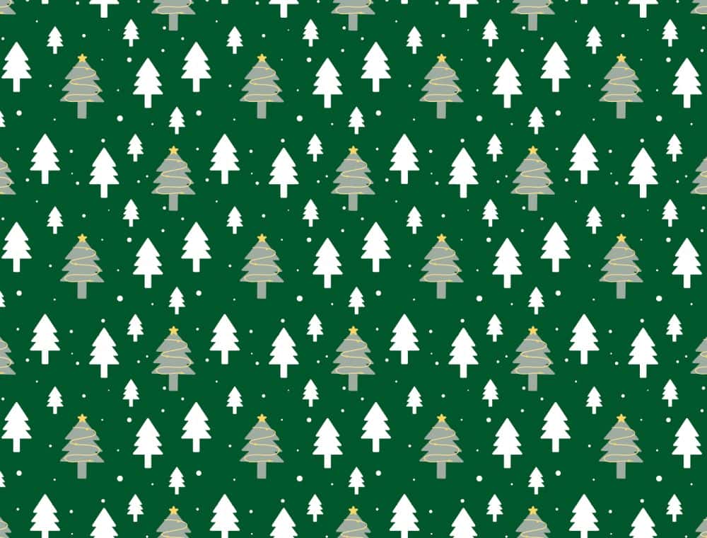 Geschenkpapier auf Rolle 0,5 x 200 m, Kraftpapier weiß 60 g/m², Neutraldruck Weihnachtswald