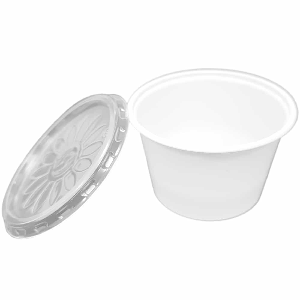 weißer Dressingbecher, Feinkostbecher, Kombipack, PP, 100 ml