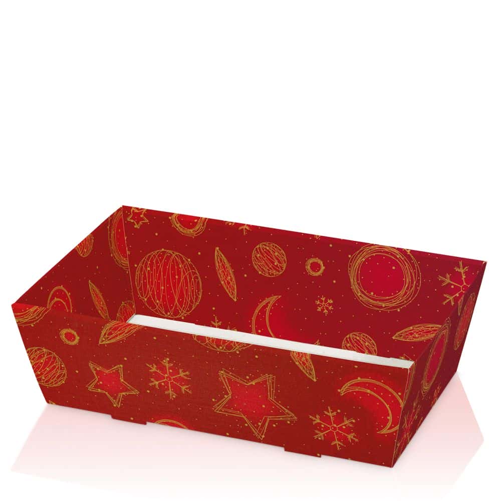 Präsentkorb viereckig Strukturprägung 330 x 190 x 110 mm (mittel) Christmas Rot