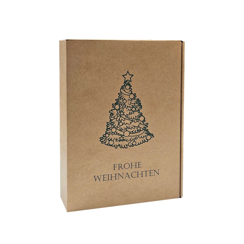 Geschenkbox pur "Frohe Weihnachten" 360 x 250 x 90 mm, natur