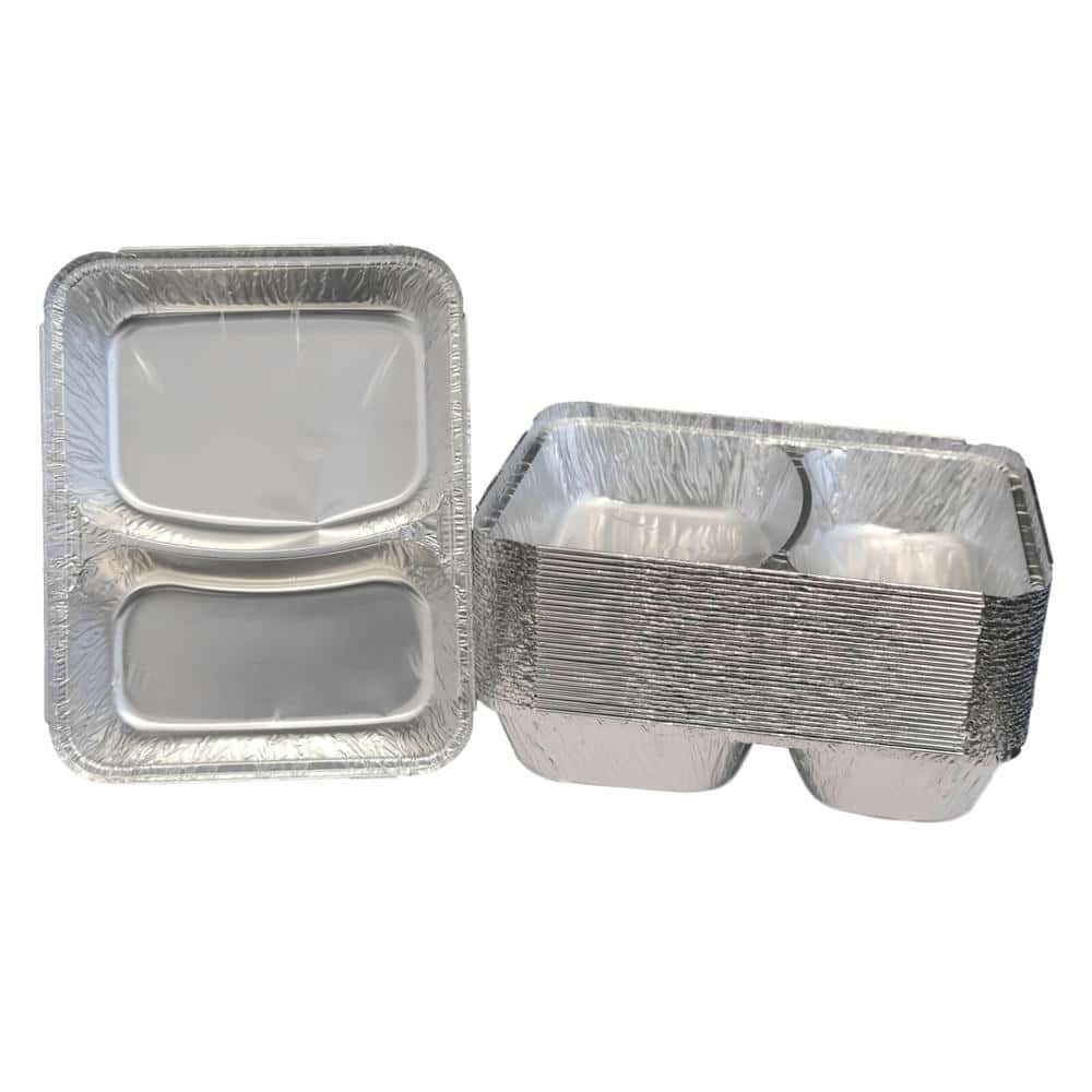 Aluschale eckig 2-geteilt (mit Knickrand) 227 x 177 x 39 mm (R808L) (ca. 400/550 ml)