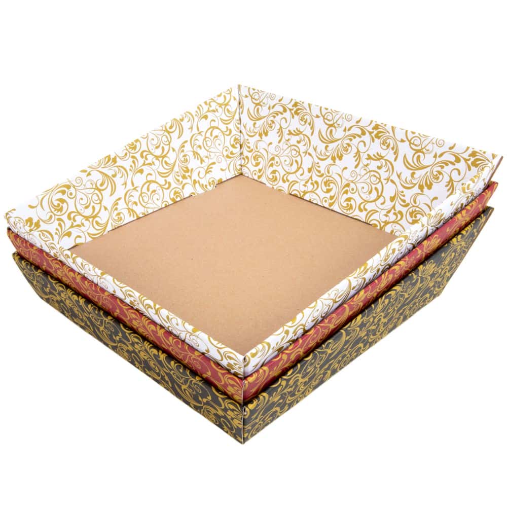 Präsentkorb quadratisch 260 x 260 mm Schwarz-Gold