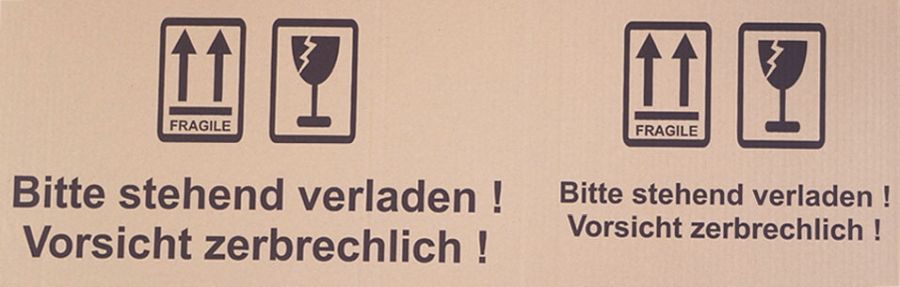 600 x 400 x 710-900 mm 1-welliger Karton mit Warndruck