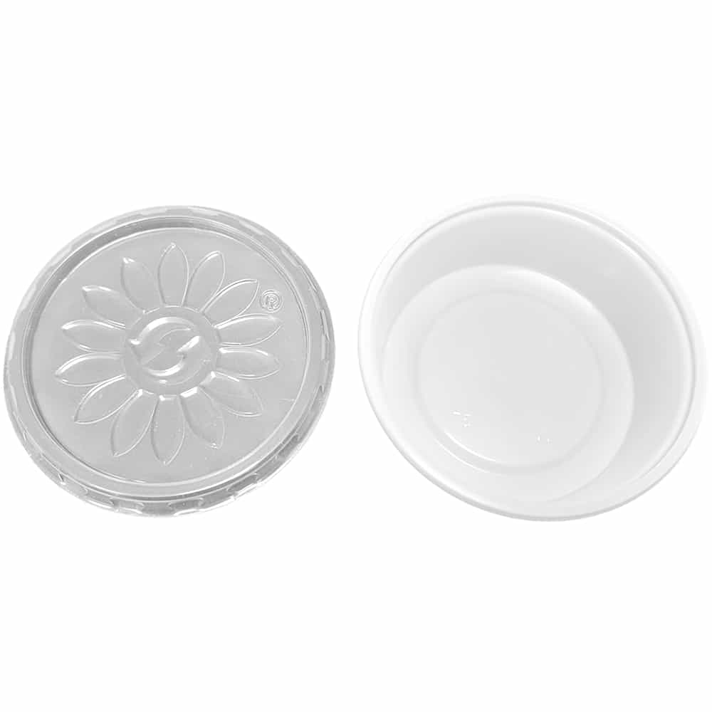weißer Dressingbecher, Feinkostbecher, Kombipack, PP, 50 ml weißer Dressingbecher, Feinkostbecher, Kombipack, PP, 50 ml