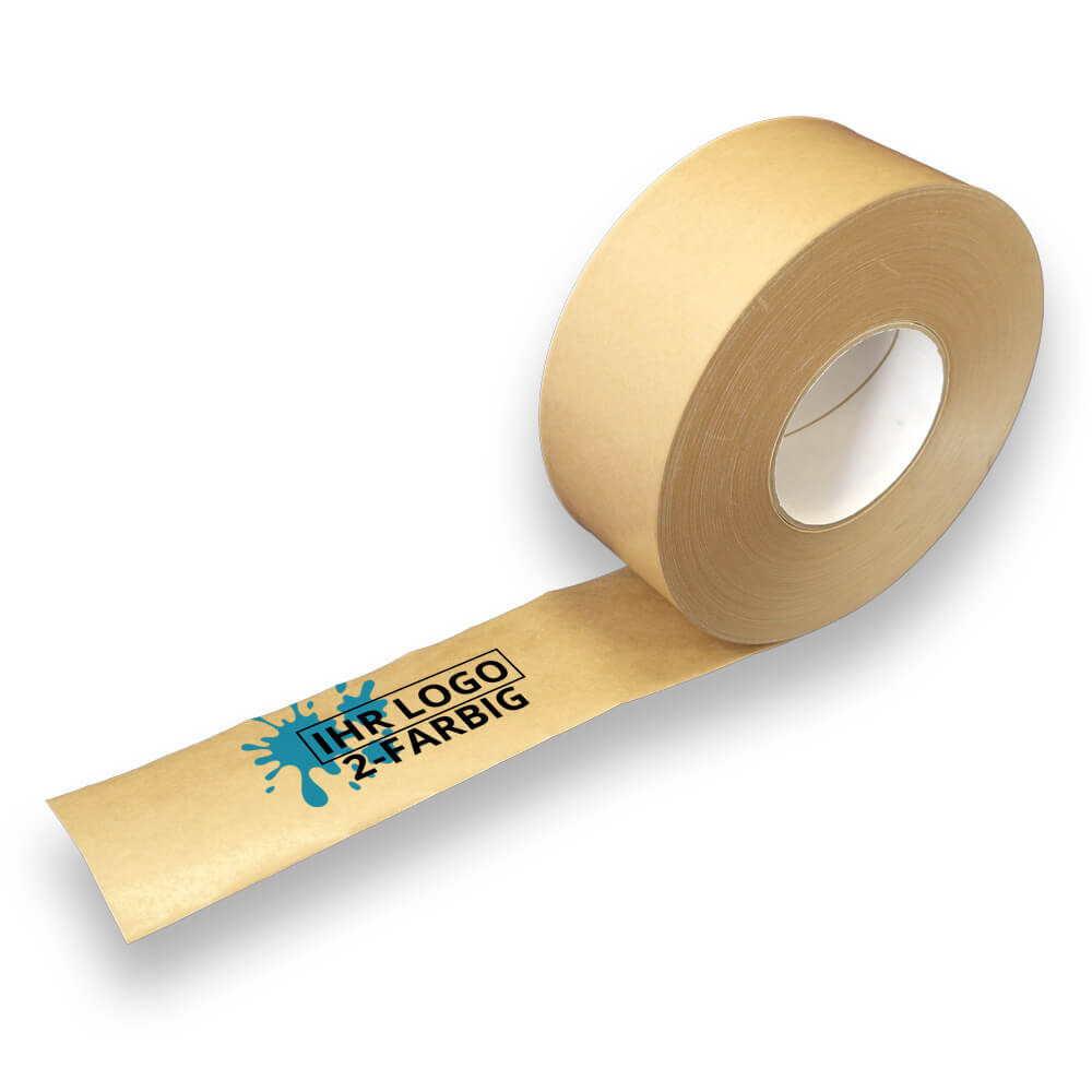Nassklebeband Stärkeleim individuell bedruckt braun, 70 mm x 200 m, 2-farbig
