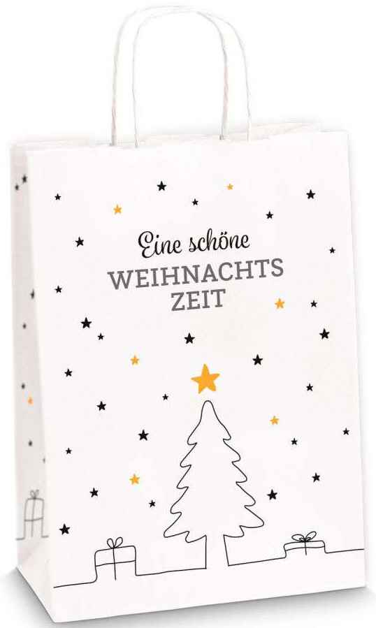Geschenktüten Weihnachten weißes Kraftpapier 220 x 100 x 310 mm