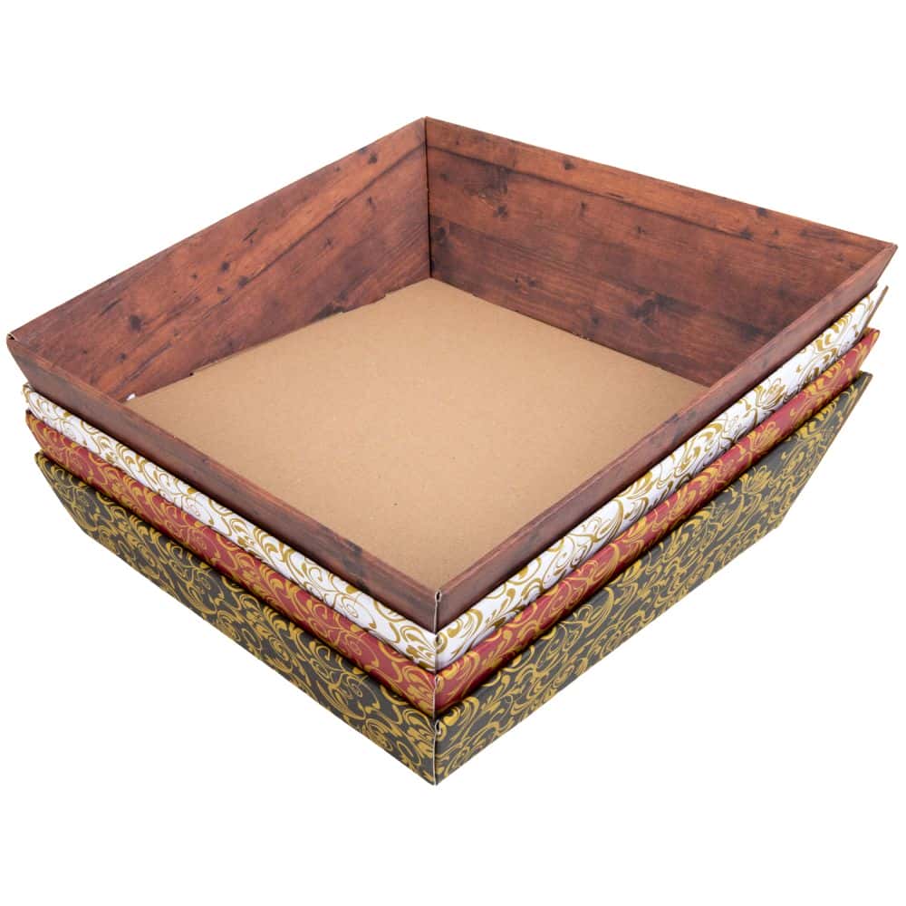 Präsentkorb quadratisch 260 x 260 mm Holz