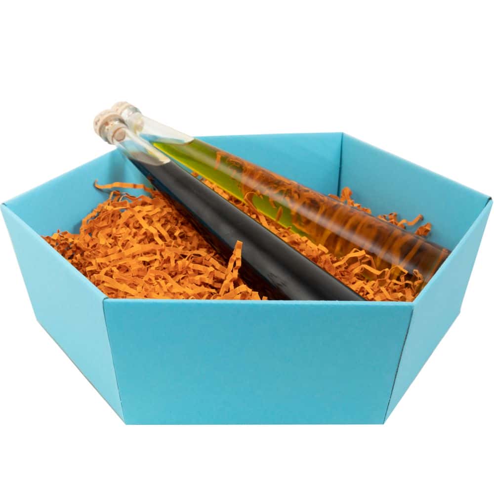 Präsentkorb sechseckig 305 x 270 x 85 mm Azur Blau