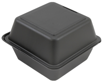 Mehrweg Menüboxen schwarz, eckig 640 ml (ungeteilt, 157 x 157 x 84 mm) - Hamburgerbox