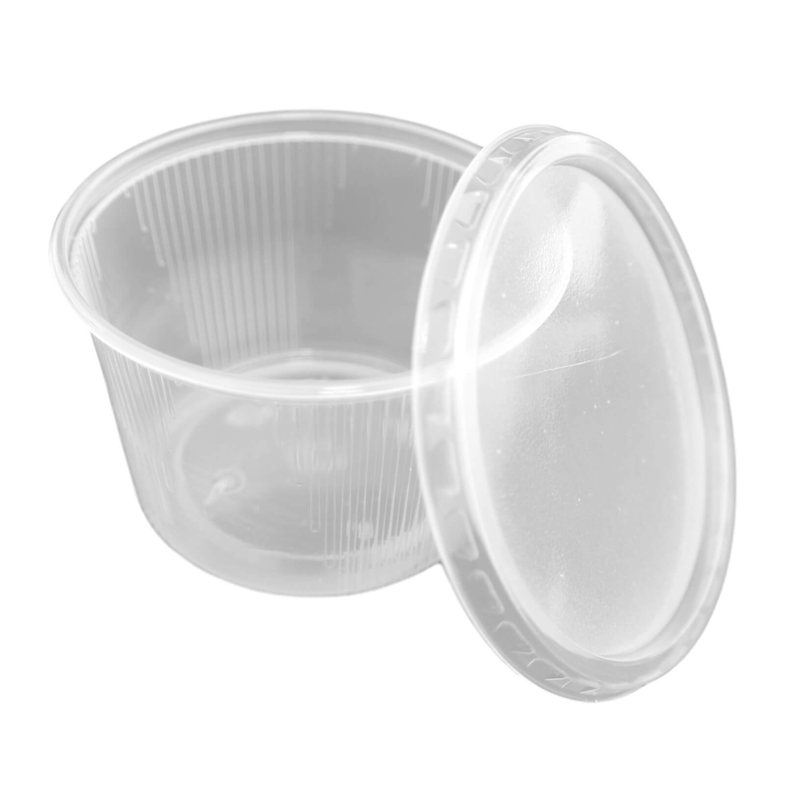 transparenter Feinkostbecher rund, Kombipack mit Deckel PP, 300 ml, (101 mm x 65 mm)