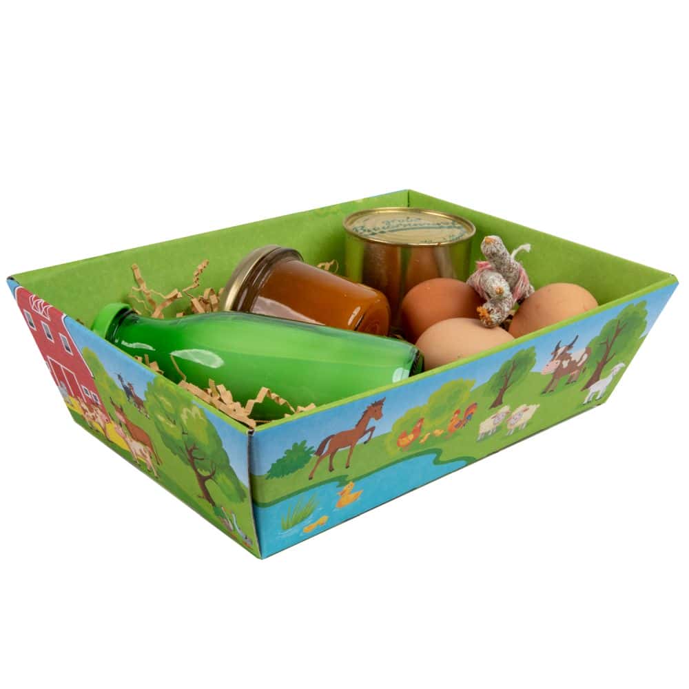 Präsentkorb viereckig 200 x 275 x 80 mm Bauerhof