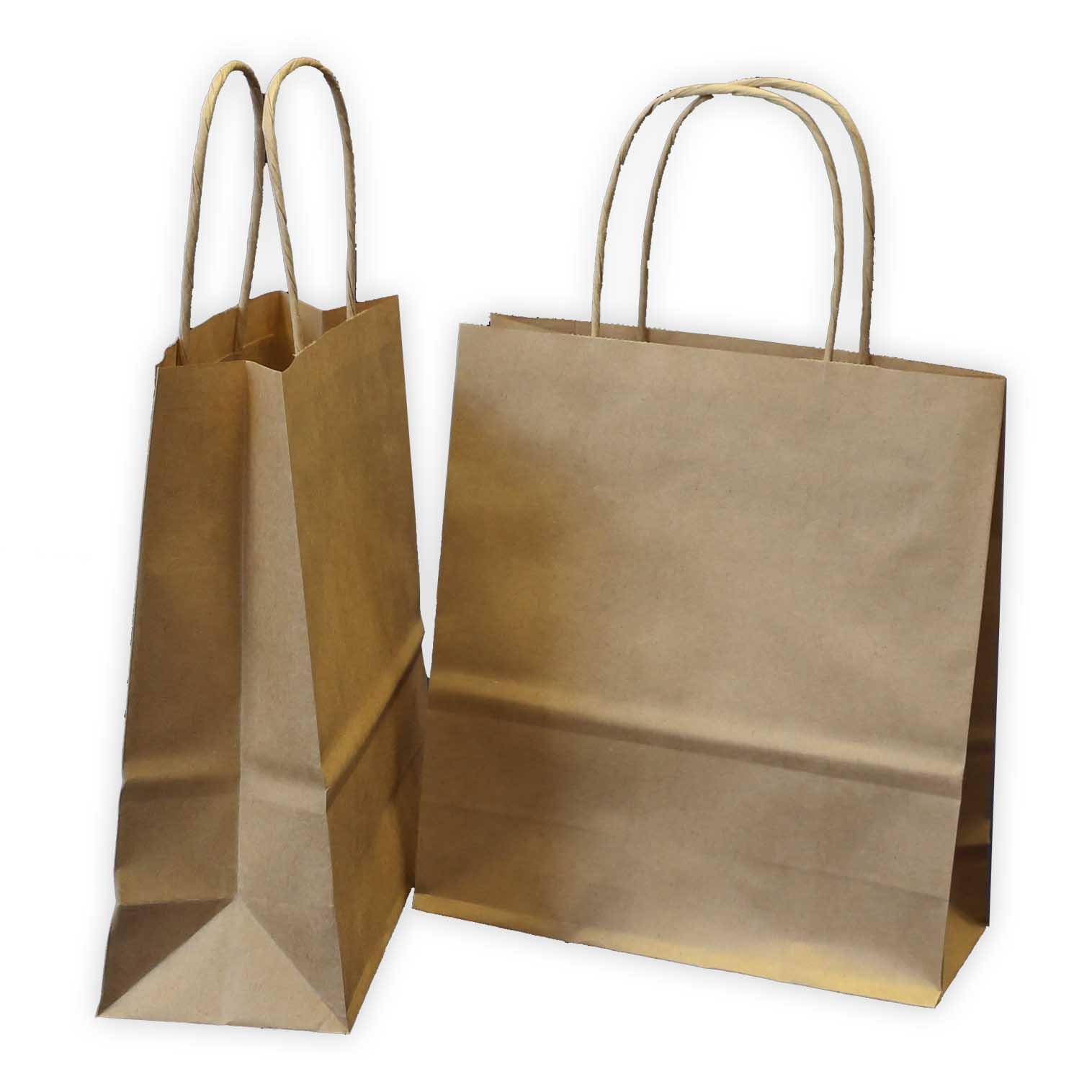 braune Papiertragetasche mit Kordelgriff, 3 l, 190 x 80 x 210 mm braune Papiertragetasche mit Kordelgriff, 3 l, 190 x 80 x 210 mm