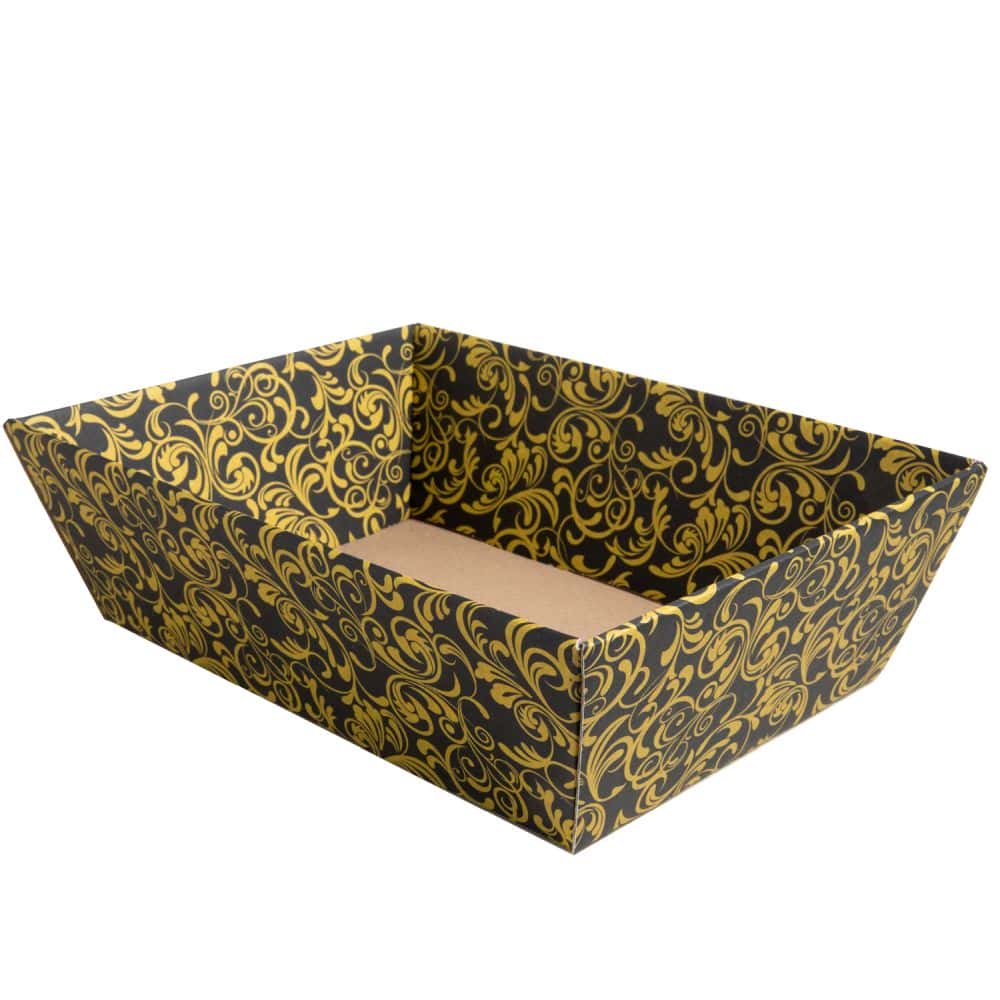Präsentkorb viereckig 200 x 275 x 80 mm Schwarz-Gold