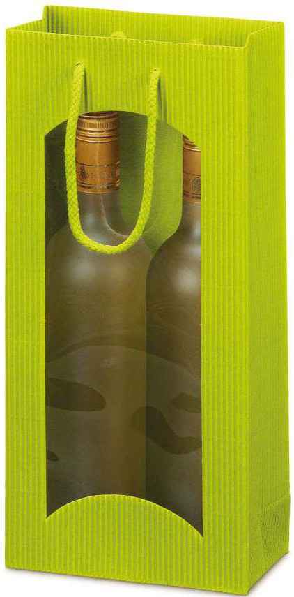 Geschenktüten offene Welle mit Fenster 2er Wein/Sekt Limette