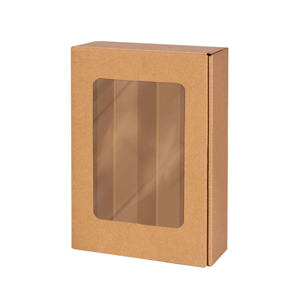Geschenkbox mit Fenster pur 360 x 250 x 90 mm, natur