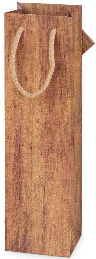 Geschenktüten "Holz" mit Fenster Wein/Sekt für 1 Flasche
