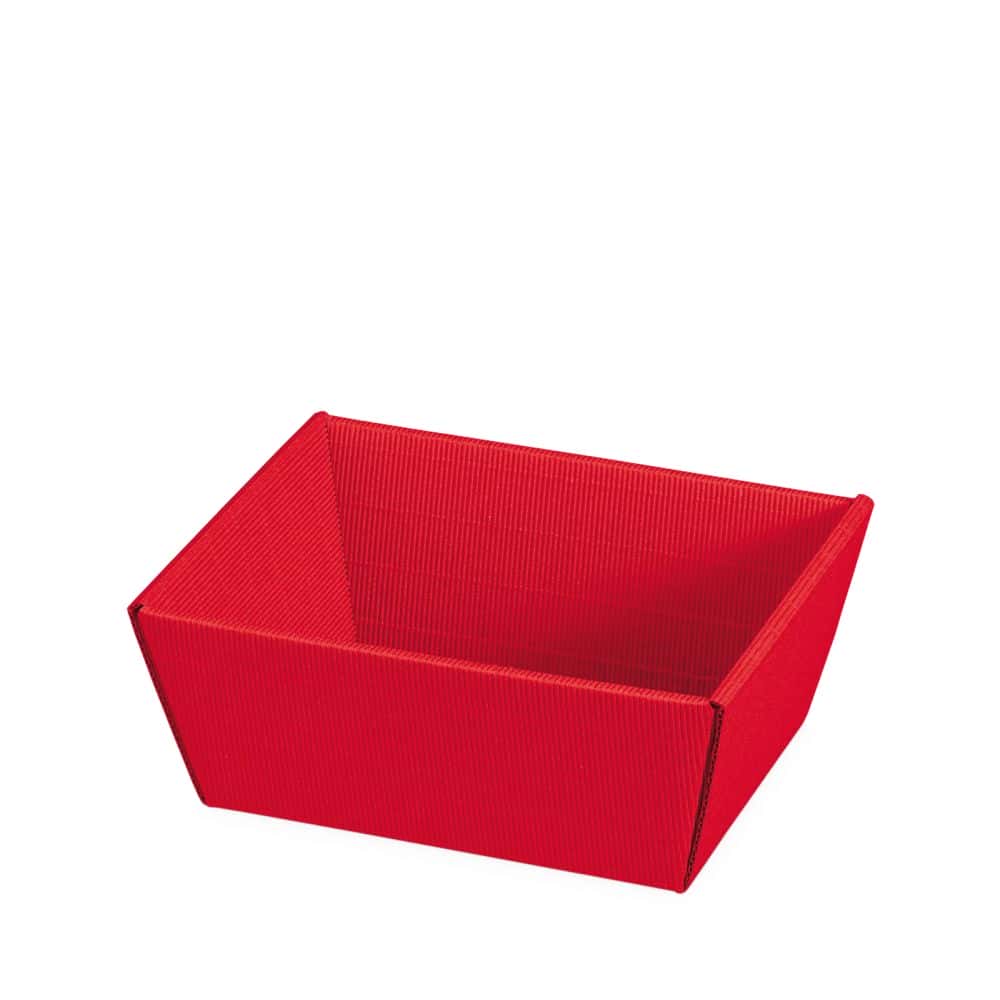 Präsentkorb viereckig offene Welle 195 x 145 x 100 mm (klein) Rot