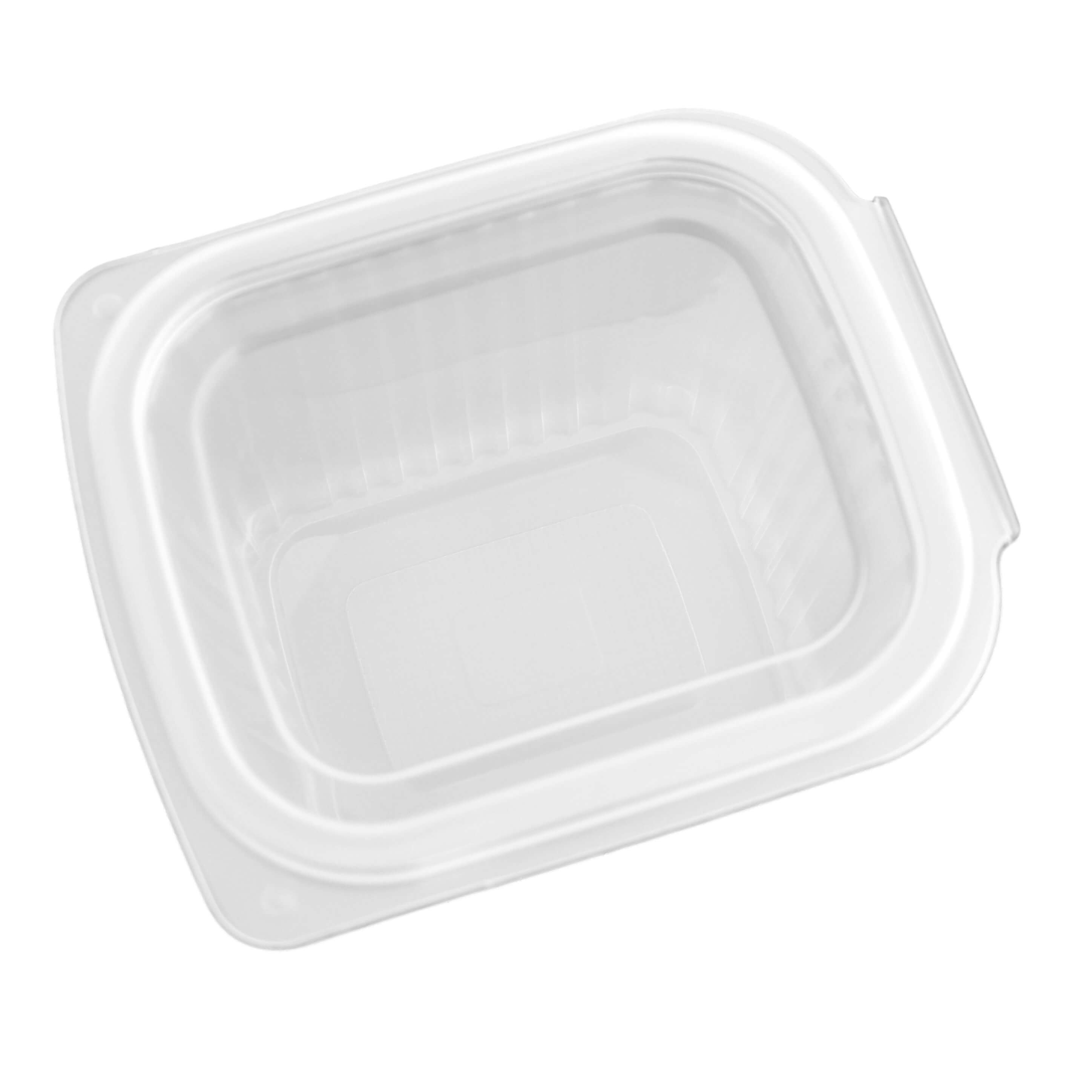 transparenter eckiger Feinkostbecher PP mit Klappdeckel 500 ml (127 x 105 x 82 mm)