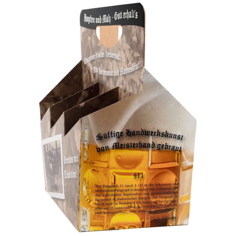 Bierträger 0,5 l Sixpack mit neutralem Druck, Nostalgie