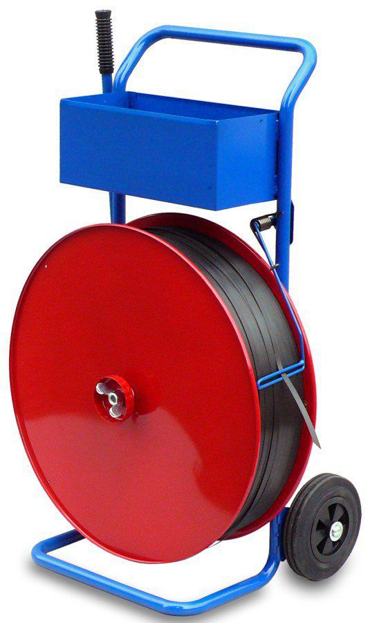 Fahrbarer Abrollwagen Kern Ø 406 mm bis 20 kg blau / rot