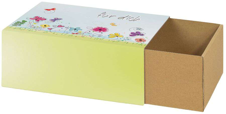 Geschenkbox Schuber Größe "Blumenwiese" 180 x 130 x 70 mm Geschenkbox Schuber Größe "Blumenwiese" 180 x 130 x 70 mm