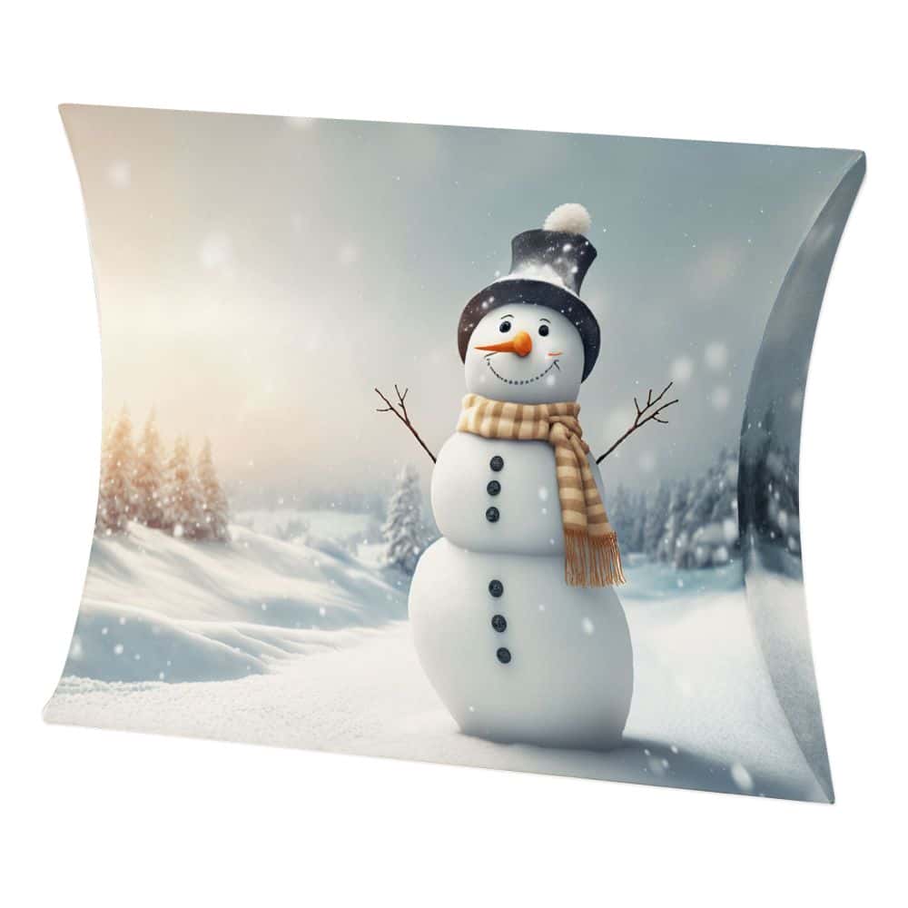 Geschenkbox Pillow Kraftkarton "Schneemann" Geschenkbox Pillow Kraftkarton "Schneemann"
