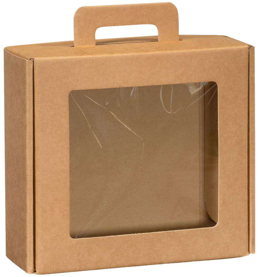 Geschenkbox Allrounder Natur mit Tragegriff und Klarsichtfenster 210 x 85 x 200 mm Geschenkbox Allrounder Natur mit Tragegriff und Klarsichtfenster 210 x 85 x 200 mm