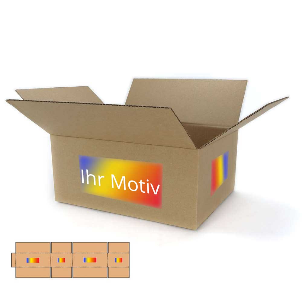 450 x 350 x 200 mm 1-welliger Karton mit Digitaldruck 4-seitig bedruckt freie Positionierung - Druckfläche bis 30 %
