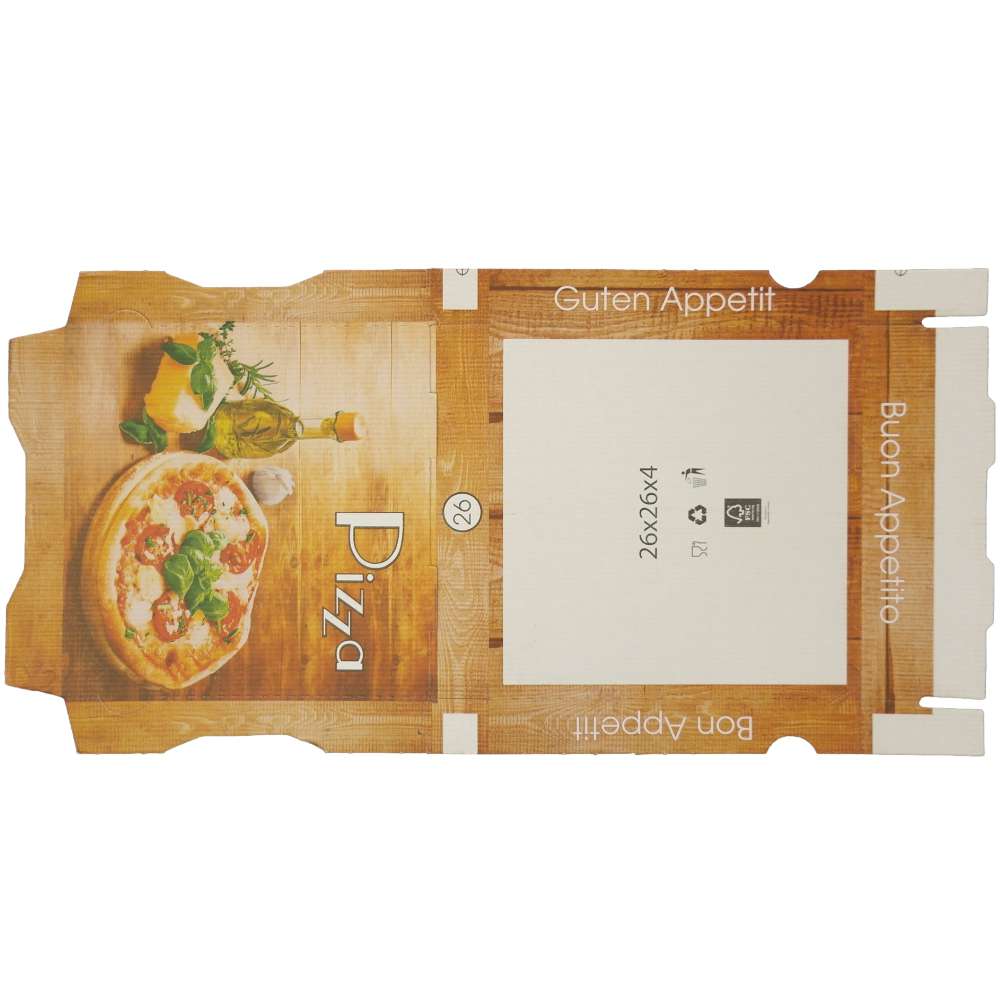 Pizzakarton NYC weiß, Neutraldruck "PIZZA" 30 x 30 x 4 cm