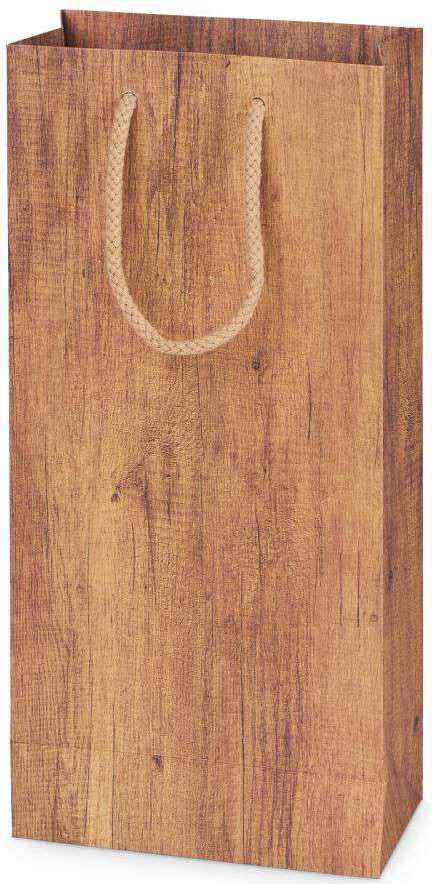 Geschenktüten "Holz" mit Fenster Wein/Sekt für 2 Flaschen