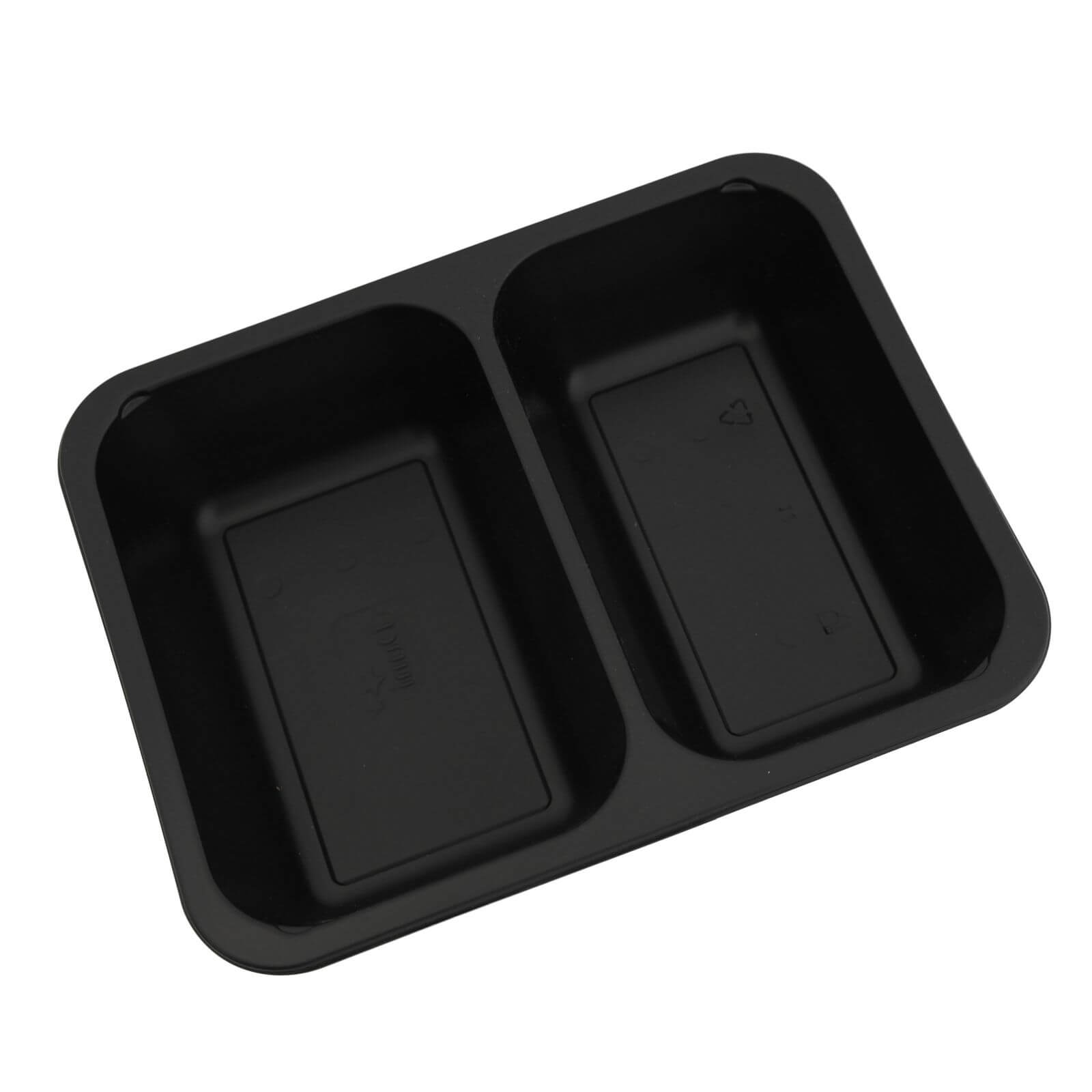 Siegelschale PP schwarz, (Caterline) 2-geteilt 227 x 178 x 50 mm (645/540 ml)