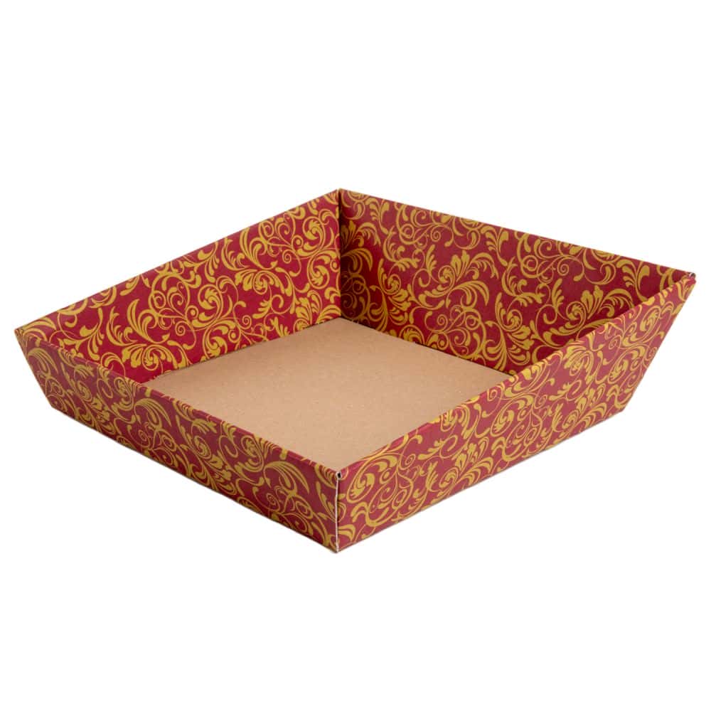 Präsentkorb quadratisch 230 x 230 mm Bordeaux-Gold
