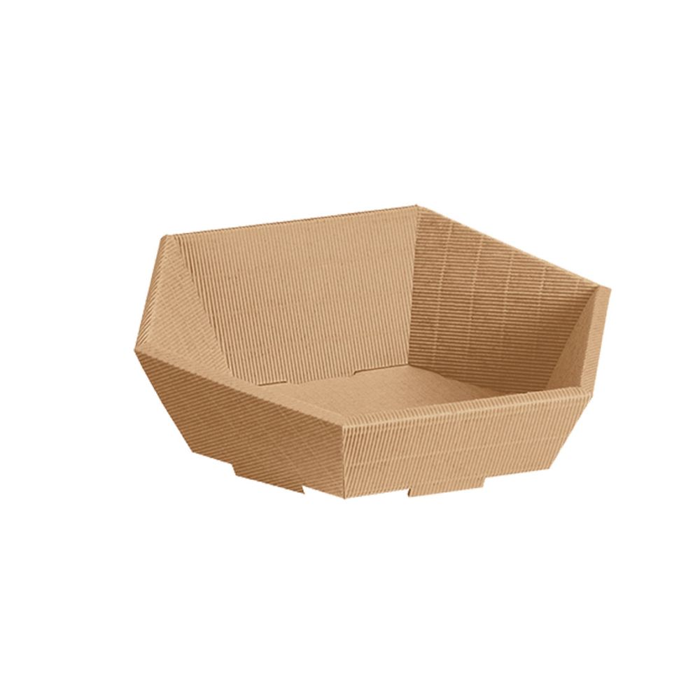 Präsentkorb sechseckig offene Welle 245 x 295 x 75/130 mm, natur