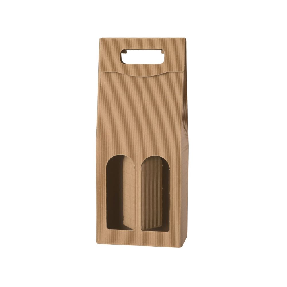 Geschenktüten offene Welle, Griff und Fenster, 183 x 90 x 445 mm, natur