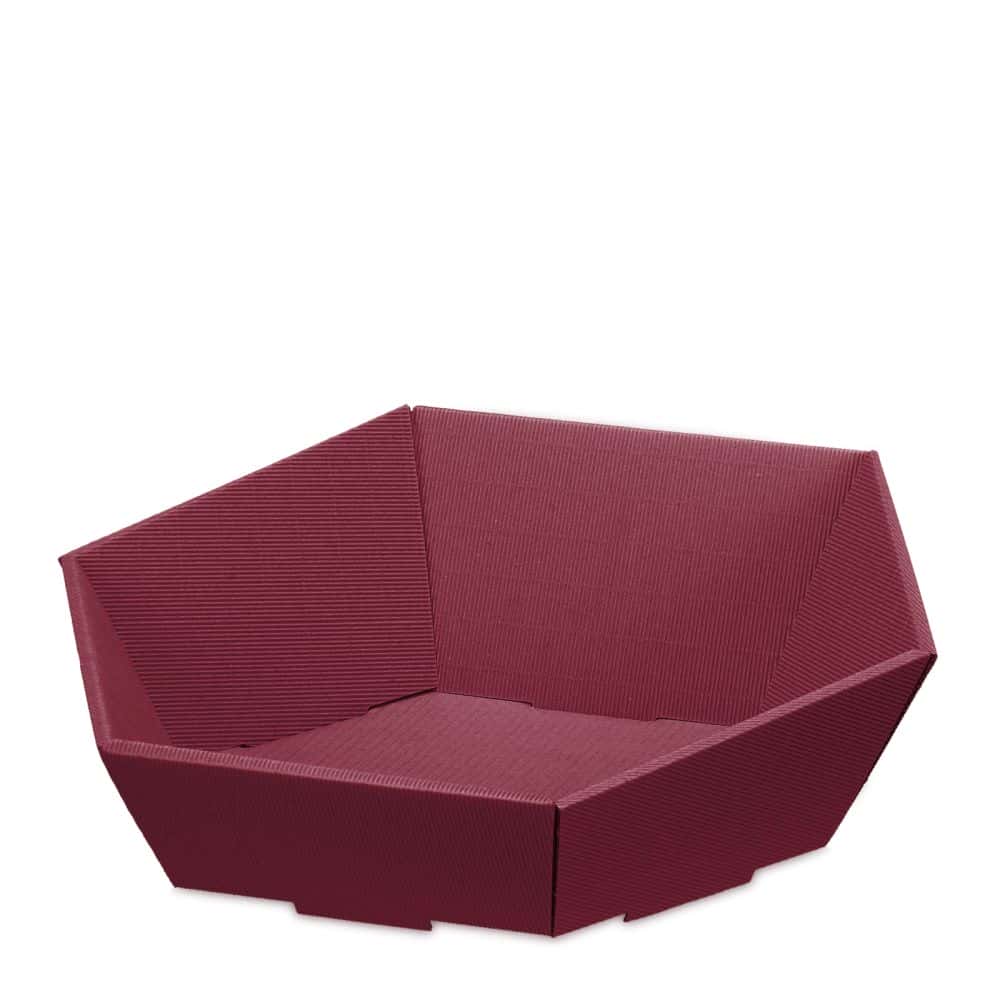 Präsentkorb sechseckig offene Welle 465 x 415 x 90/155 mm (groß) Bordeaux