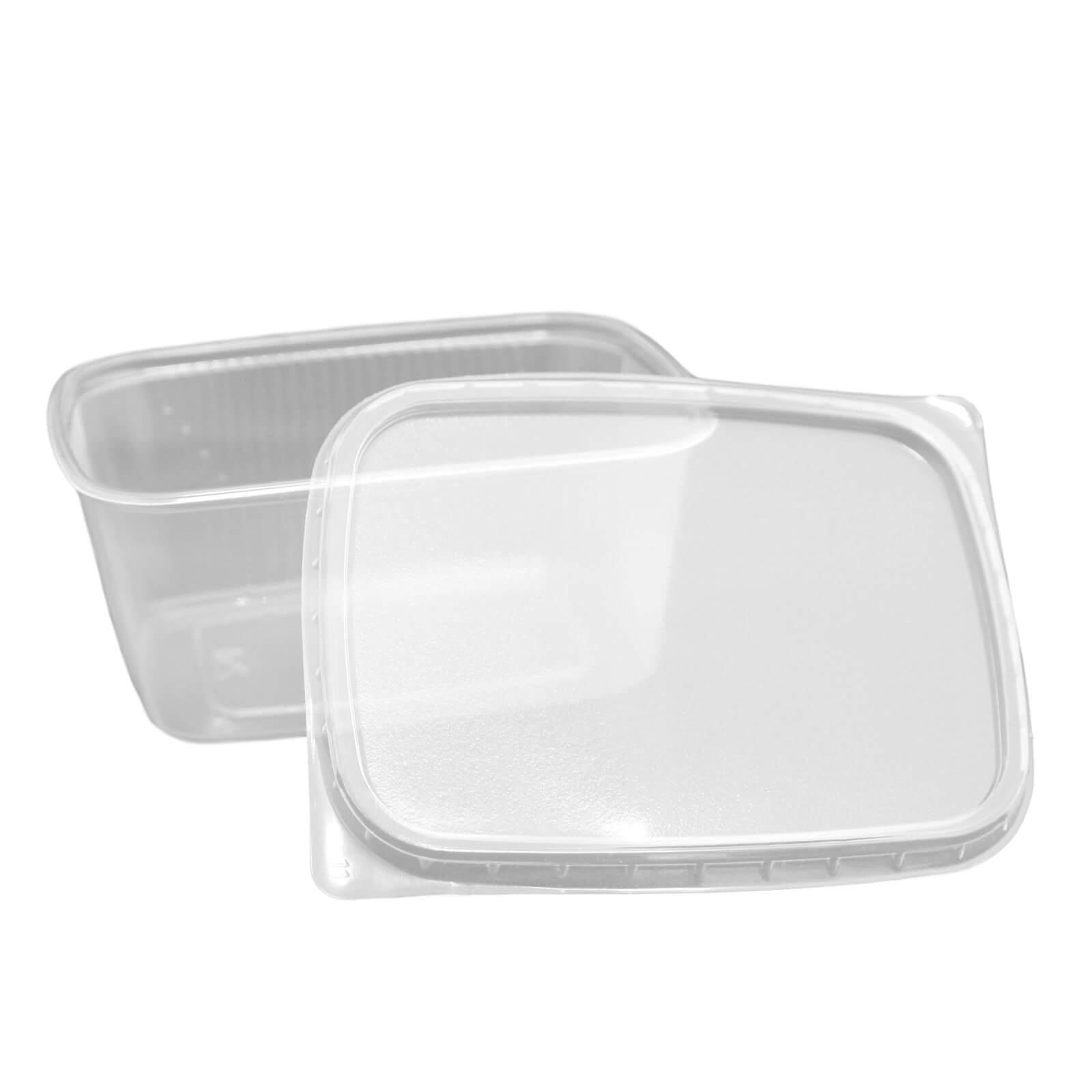 transparenter Feinkostbecher eckig, Kombipack mit Deckel PP, 250 ml (108 x 81 x 51 mm)