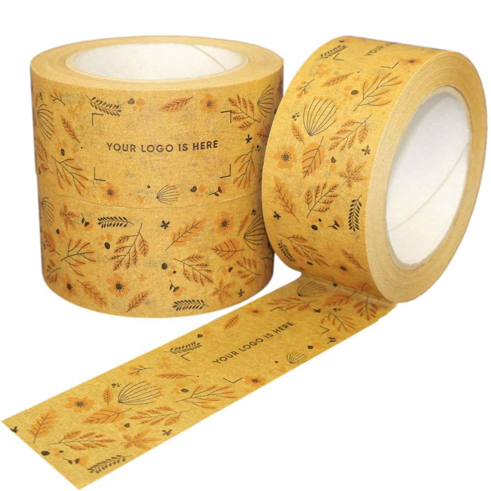 Papierklebeband braun, individuell bedruckt, Naturkautschuk, 50 mm x 50 m, 90 µ, 2-farbig