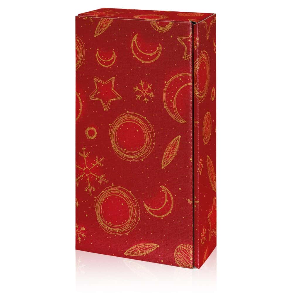 Geschenkbox Strukturprägung "Christmas" rot/weiß 2er Wein/Sekt